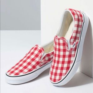 gingham slip on vans